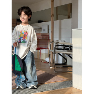 Phiên Bản Hàn Quốc Trẻ Em Quần Denim 2026 Phong Cách Mới Bé Trai Quần Thẳng Rời