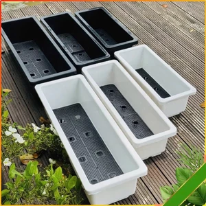 Chậu Nhựa Trồng Rau Hoa Cây Cảnh Hình Chữ Nhật Thông Minh Kích Thước 48X20X16cm