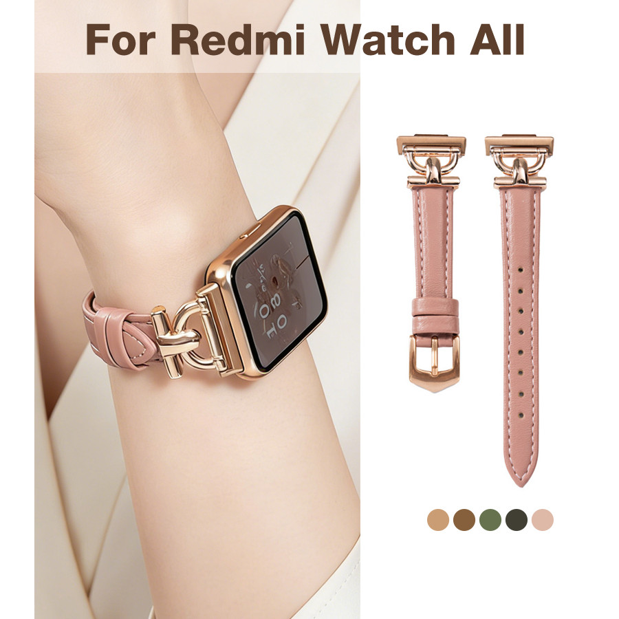Phụ Nữ Phù Hợp Với Khóa Kim Loại Mềm Eo Nhỏ Da Thật Dây Đeo Thoải Mái Thích Hợp Cho Redmi xiaomi Redmi Watch 5 5lite 5Acitve 4 3Active 3 2Lite 2