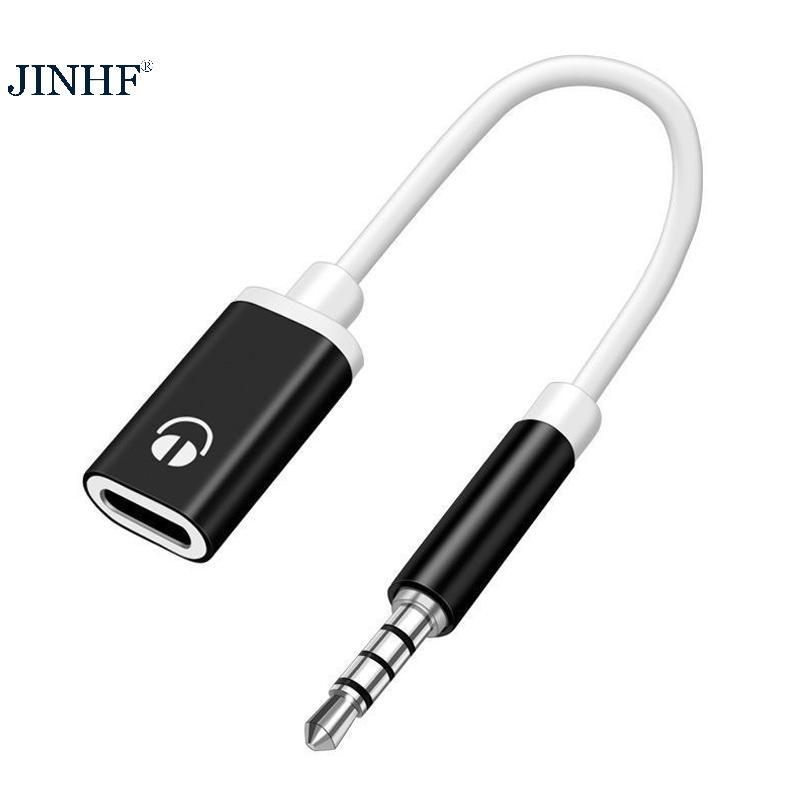 JINHF 3.5mm Công cộng sang Loại C Tai nghe phẳng sang cáp chuyển đổi tròn cho kết nối tương tự với bộ chuyển đổi điện thoại di động HOT