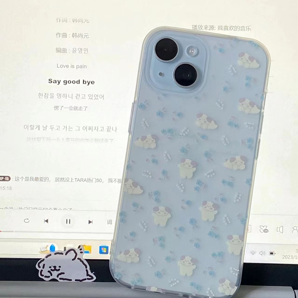 Chihuahua màu xanh thích hợp cho iphone 17/15 vỏ điện thoại 14/13pProMax trong suốt 12/11 phần mềm