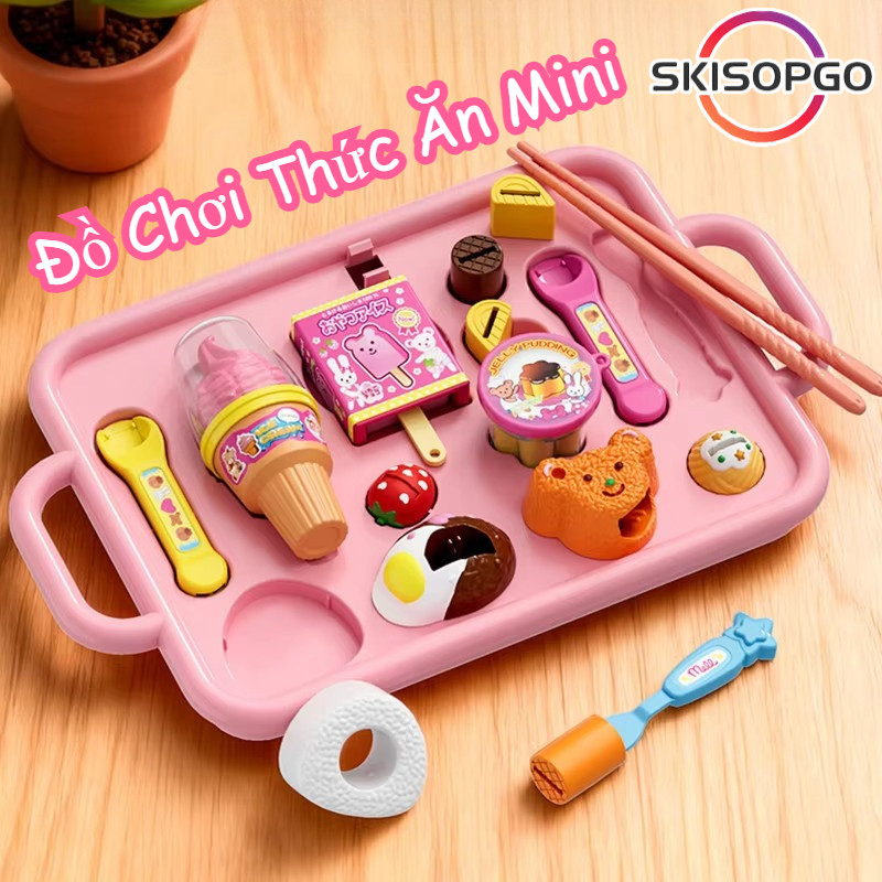 【SKISOPGO】Đồ Chơi Thức Ăn Mini,Khay đồ chơi nhiều món đút đồ ăn,đồ chơi bé gái,nhập vai vui nhộn cho bé