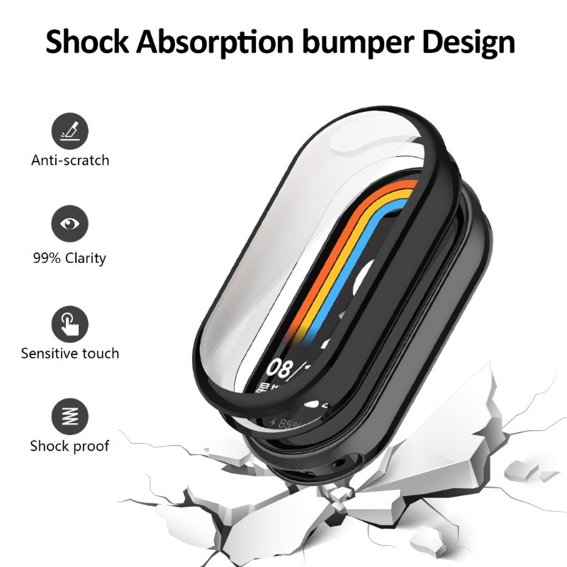 Đồng Hồ TPU Mạ Dành Cho Xiaomi band8 band9 band10 Vỏ Mềm + Phim Đồng Hồ Màn Hình Ốp Lưng Cho Xiaomi band 8 9 10 Tất Cả Xung Quanh Vỏ Bảo Vệ