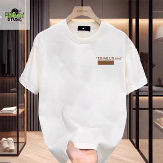 Áo thun nam cổ tròn thoải mái, in hai mặt, phong cách thể thao thường ngày.
