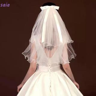 Khăn trùm đầu SAIA dành cho cô dâu, che mặt đẹp mắt, kèm theo phụ kiện kẹp tóc và mũ vải tulle trắng