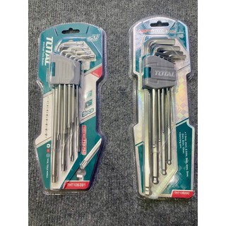 Bộ lục giác vặn ốc Total THT106391 - THT106292 loại dài đầu bi, đầu bông 9 món loại đẹp chịu lực tốt