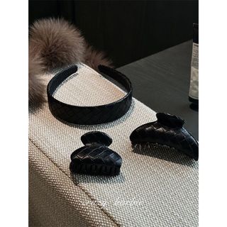 Kẹp Tóc Cá Mập Da PU Bện Kim Cương - Phụ Kiện Thời Trang Cho Nữ