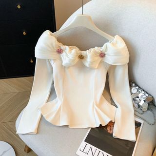Áo Thun Nhung Đức Xù Dáng Dài Tay Cho Nữ, Thiết Kế Một Vai Trendy Thu Đông
