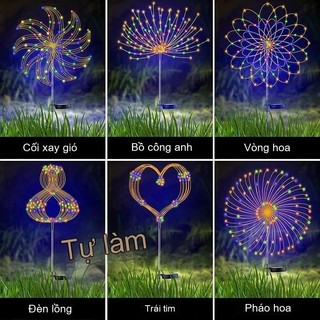 Đèn LED Năng Lượng Mặt Trời Hình Pháo Hoa Trang Trí Ngoài Trời Sân Vườn Lối Đi Tiệc Giáng Sinh Đám Cưới