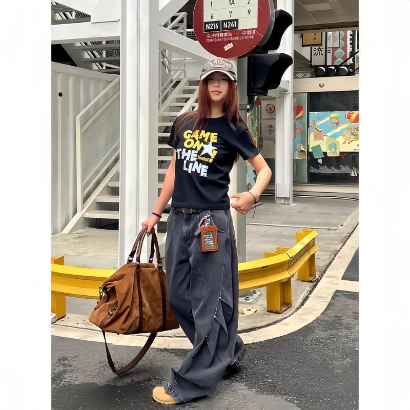 Crop Top Áo Thun Nữ Thời Trang Đẹp Cổ Tròn Phong Cách Mỹ Vintage