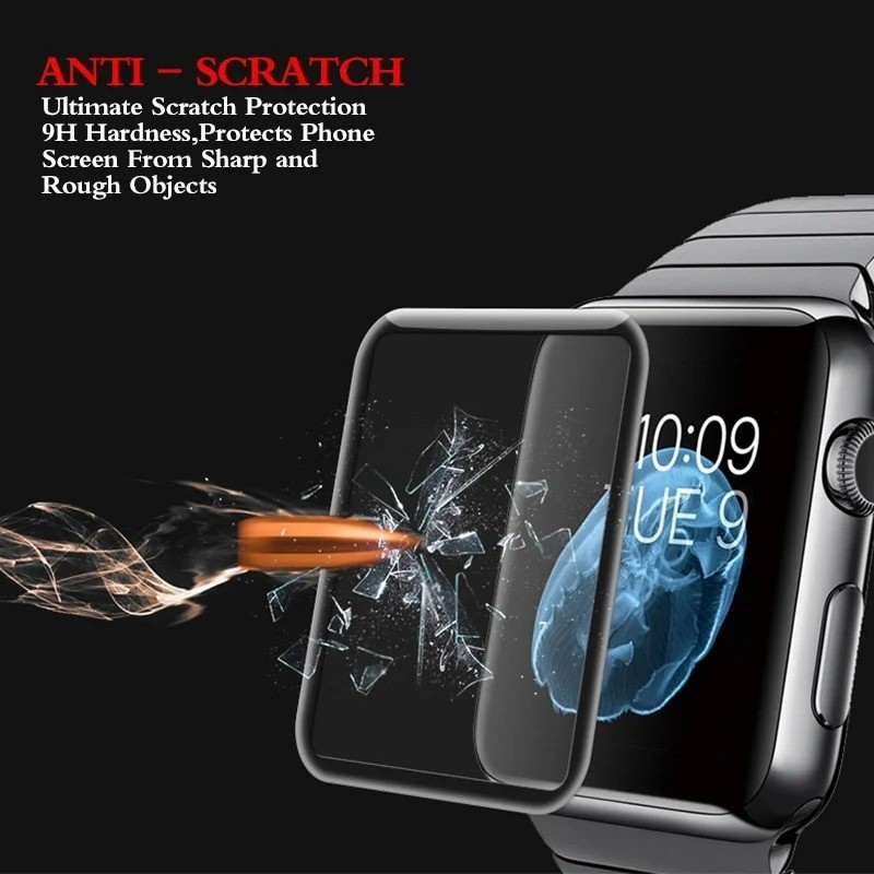 Kính cường lực bề mặt cong Phim bảo vệ viền đen tổng hợp cho Apple Series 123 456SE 7 8 9 10 11 38mm 42mm 40mm 44mm 41mm 45mm 46mm cho Apple Watch Ultra 2 3 49mm