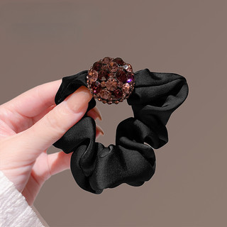 Scrunchy tóc vòng retro họa tiết kim cương giả, phụ kiện tóc sang trọng cho đuôi ngựa bóng.