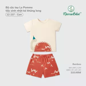 Bộ cộc tay La Pomme tiệc sinh nhật bé khủng long  - Sợi Bamboo mềm mát – Bé trai - 6M - 5Y