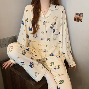 Phong Cách Cửa Hàng Bộ Đồ Ngủ Dài Tay Nữ Xuân Thu Crayon Shin-Chan Dễ Thương Sinh Viên Hoạt Hình Giả Cotton Homewear Set