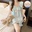 Bộ Đồ Ngủ Màu Trơn Gợi Cảm Nữ Có Miếng Lót Ngực Cloud Cotton Suspender Quần Short Hai Mảnh Nguyên Chất Desire Phong Cách Homewear Phù Hợp Với