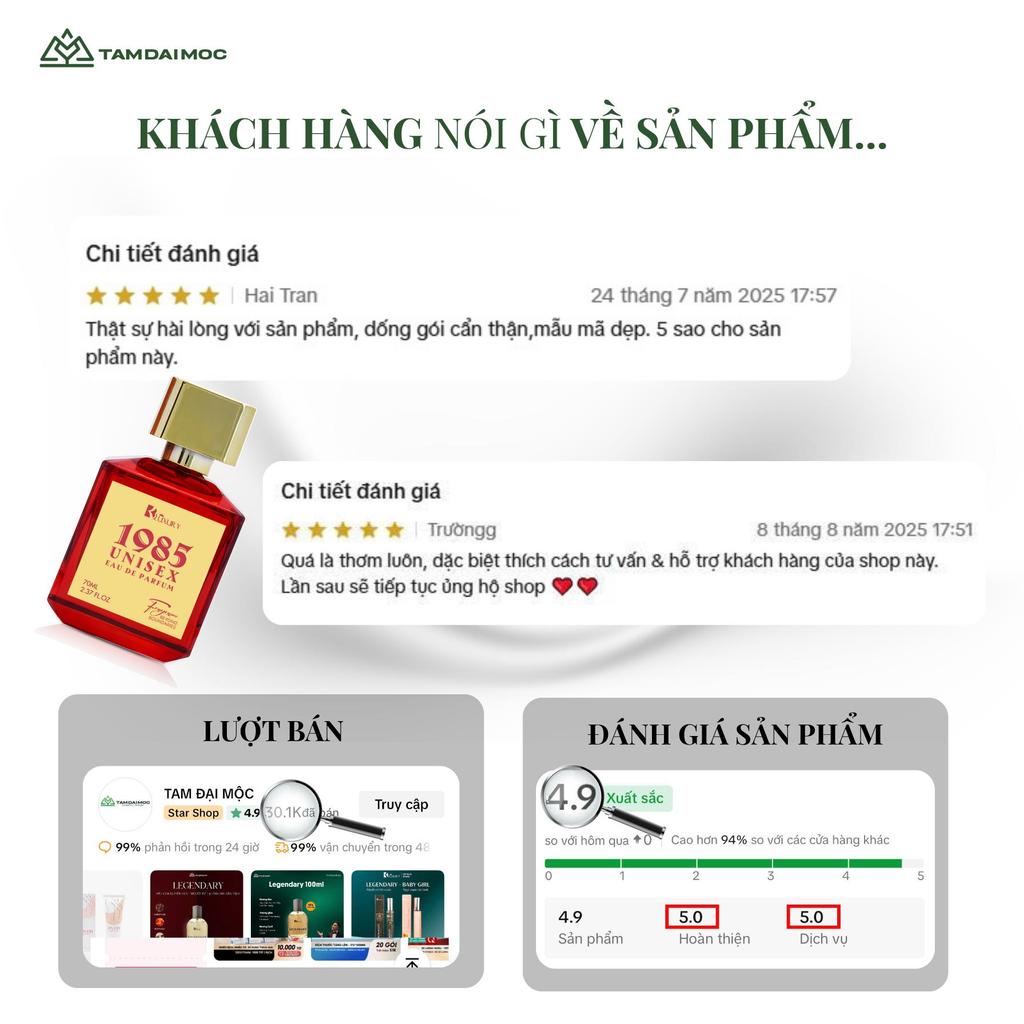 [TĐM] Nước Hoa 1985 UNISEX edp TAM ĐẠI MỘC 70ml - Hương Thơm Đẳng Cấp Mê Hoặc