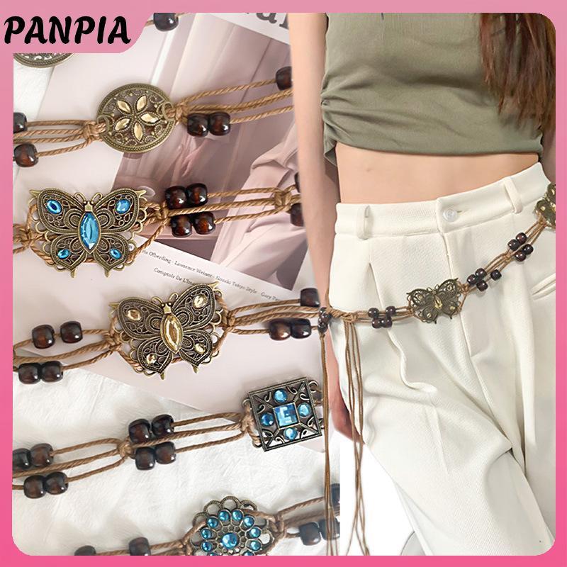 PNPIA - Thắt lưng boho retro Y2K, phù hợp mùa hè và đi biển, thiết kế vintage dân tộc