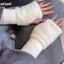 HFSHY Găng Tay Nửa Ngón Lông Cừu Giả Mềm Mại, Ấm Áp Mùa Đông, Phong Cách Sang Trọng Màu Trơn