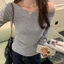 EBINLANDS Áo một vai, Áo thun dài tay xẻ vai, Áo thun mỏng vừa vặn thiết kế dệt kim được trang bị Tee
