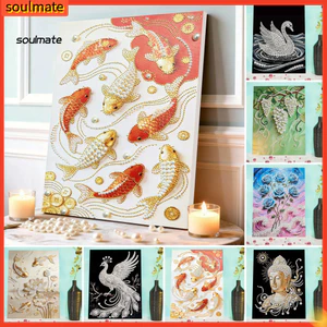 Linh hồn| Bộ tranh ngọc trai dành cho người mới bắt đầu Bộ tranh ngọc trai 3d Diy – Bộ thủ công nghệ thuật hạt nhựa dành cho người lớn Người mới bắt đầu Thiết kế cá hoa Trang trí nội thất Quà tặng lễ hội Nghệ thuật hạt ngọc trai dễ dàng