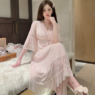 Màu sắc đa dạng bộ đồ ngủ ren nơ lưới phong cách công chúa, phù hợp mùa hè