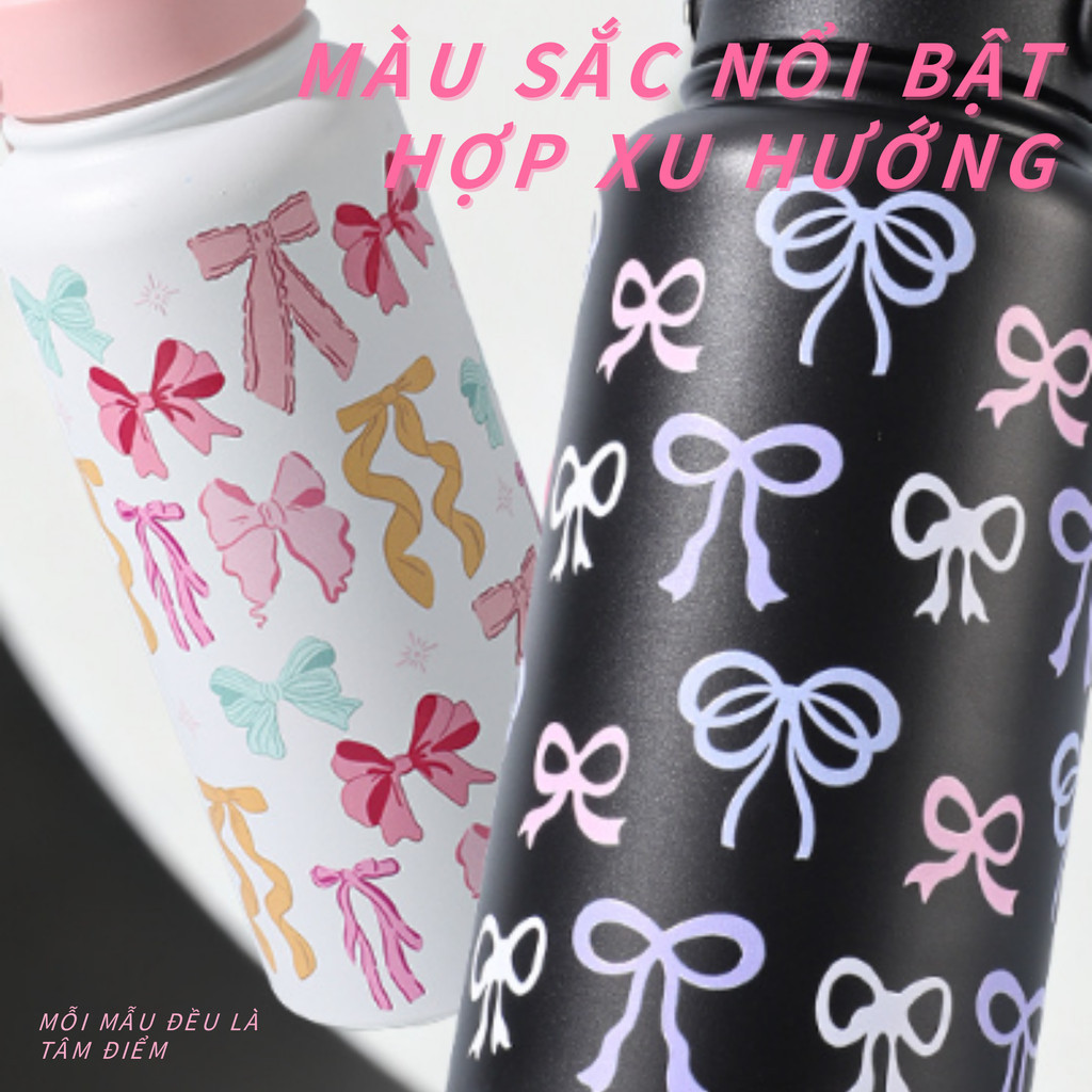 Bình Giữ Nhiệt Phong Cách Hàn Quốc - Inox 304 Cao Cấp, Dung Tích 1000ml, Thiết Kế Có Quai Xách Tiện Lợi