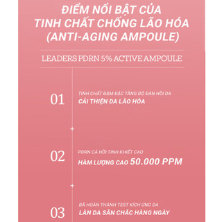 Tinh chất chống lão hoá LEADERS PDRN 5% Active Ampoule, serum cải thiện độ đàn hồi, nâng cơ , nuôi dưỡng da khỏe 30ml