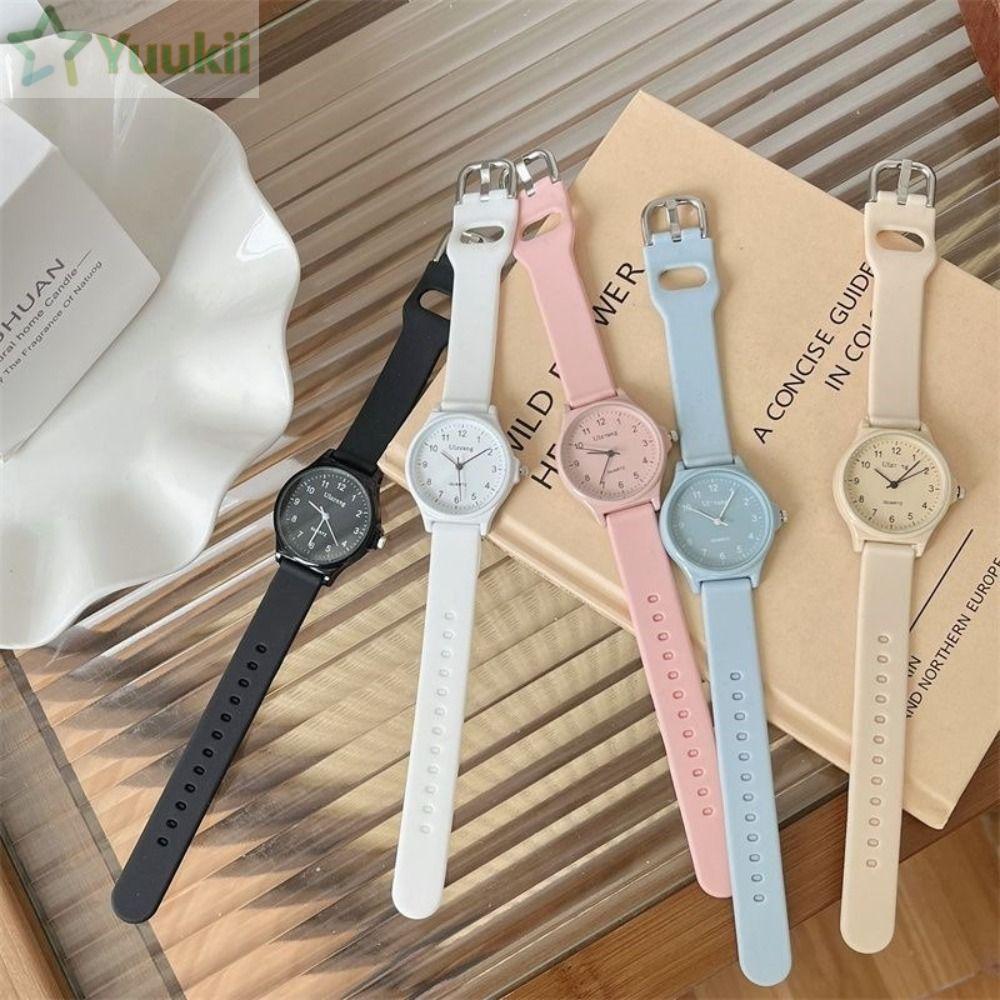 Đồng hồ đeo tay YUUKII, Đồng hồ thạch anh nhiều màu dành cho sinh viên, Đồng hồ thạch anh có dây đeo silicon có thể điều chỉnh thông thường