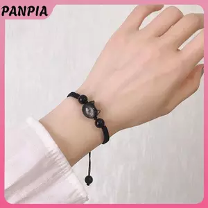 PNPIA- Vòng Tay Tình Bạn Mèo Pha Lê Màu Hồng Cho Người Bạn Thân Nhất Lễ Hội Bff Phù Hợp Với Dây Xích Vòng Tay Cho Cặp Đôi Gia Đình Chị Em