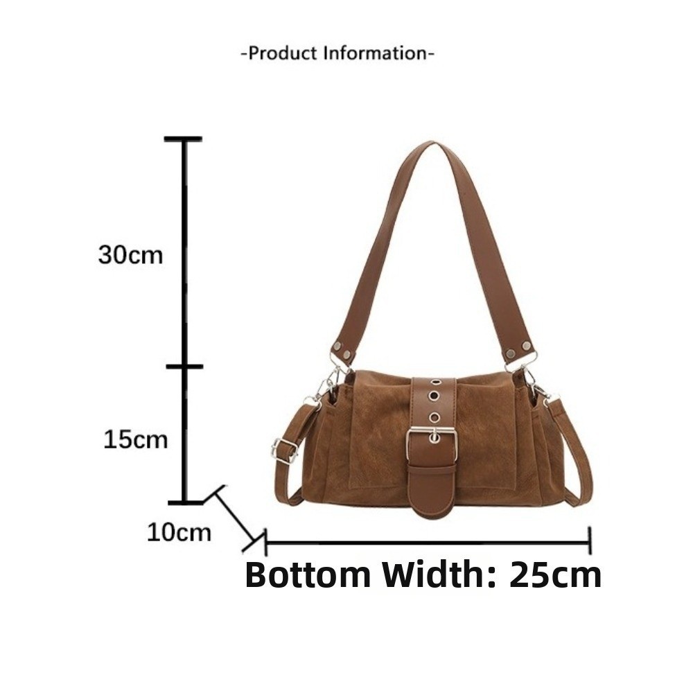 HOBBYIN Túi đeo nách HOBBYIN, Túi đeo vai giả da lộn Y2k, Dung tích lớn thời trang với dây da rộng Túi xách nữ nữ