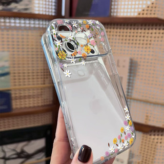 Ốp điện thoại viền hoa cúc tươi cho iPhone 17Air / 16 / 15PLUS / 14 / 13pro Max / 12 / 11 / X / XS / 7 / 8, cá tính sáng tạo. Vỏ trong suốt, chống thấm nước, chống sốc, vỏ bảo vệ