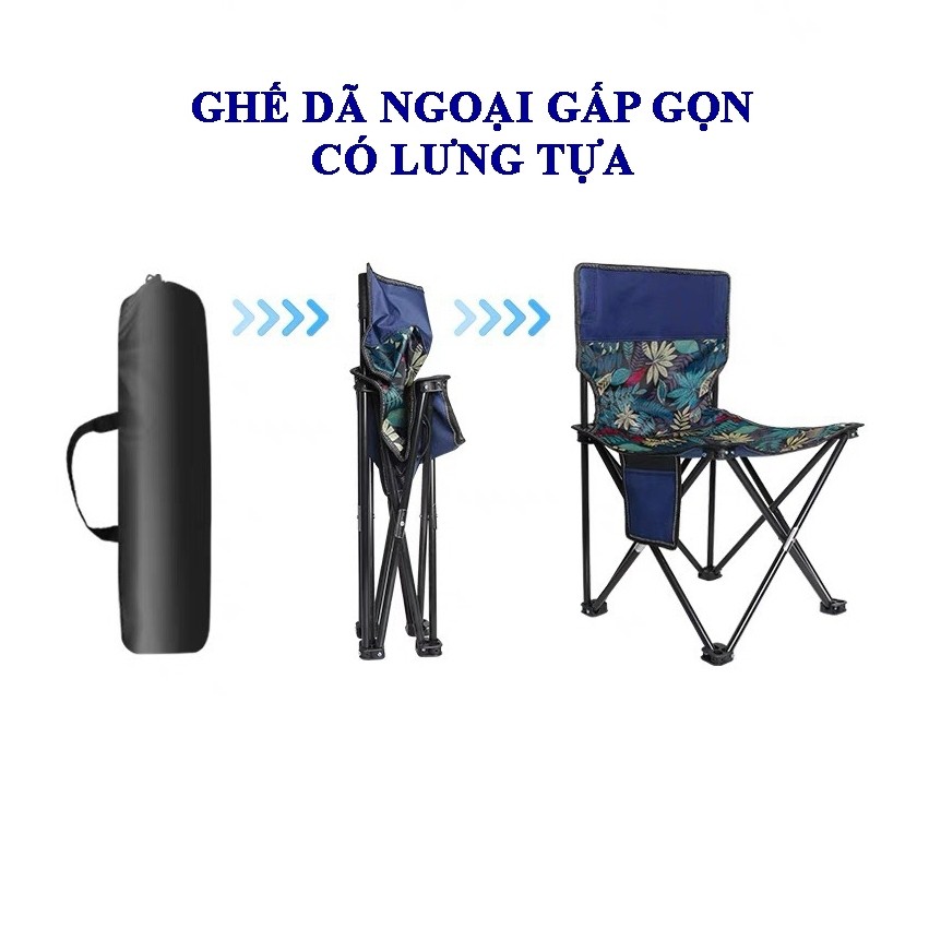 Ghế Du Lịch, Cắm Trại Câu Cá, Dã Ngoại, Có Tựa, Cafe, Gập Gọn, Đẹp, Bền, Tiện Lợi, Dễ Dàng Mang Đi, Có Túi Đựng Kèm