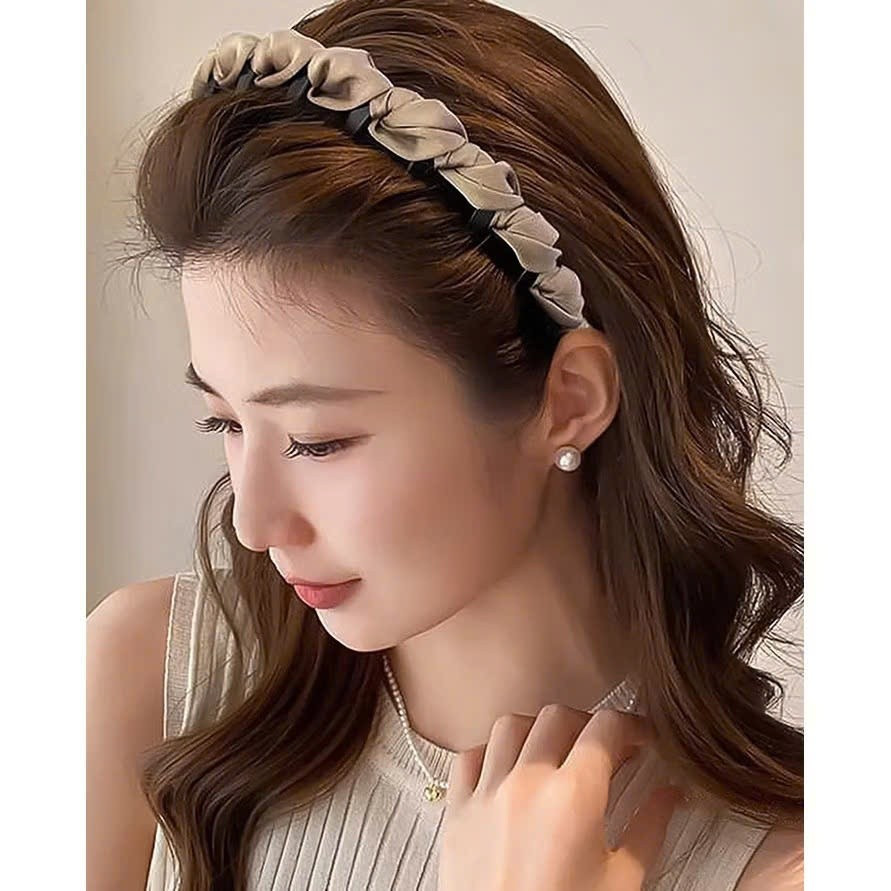 Băng Đô Bờm Tóc Nữ Vải Lụa Xoắn Đơn Giản Tạo Phồng Tóc Thời Trang Hàn Quốc