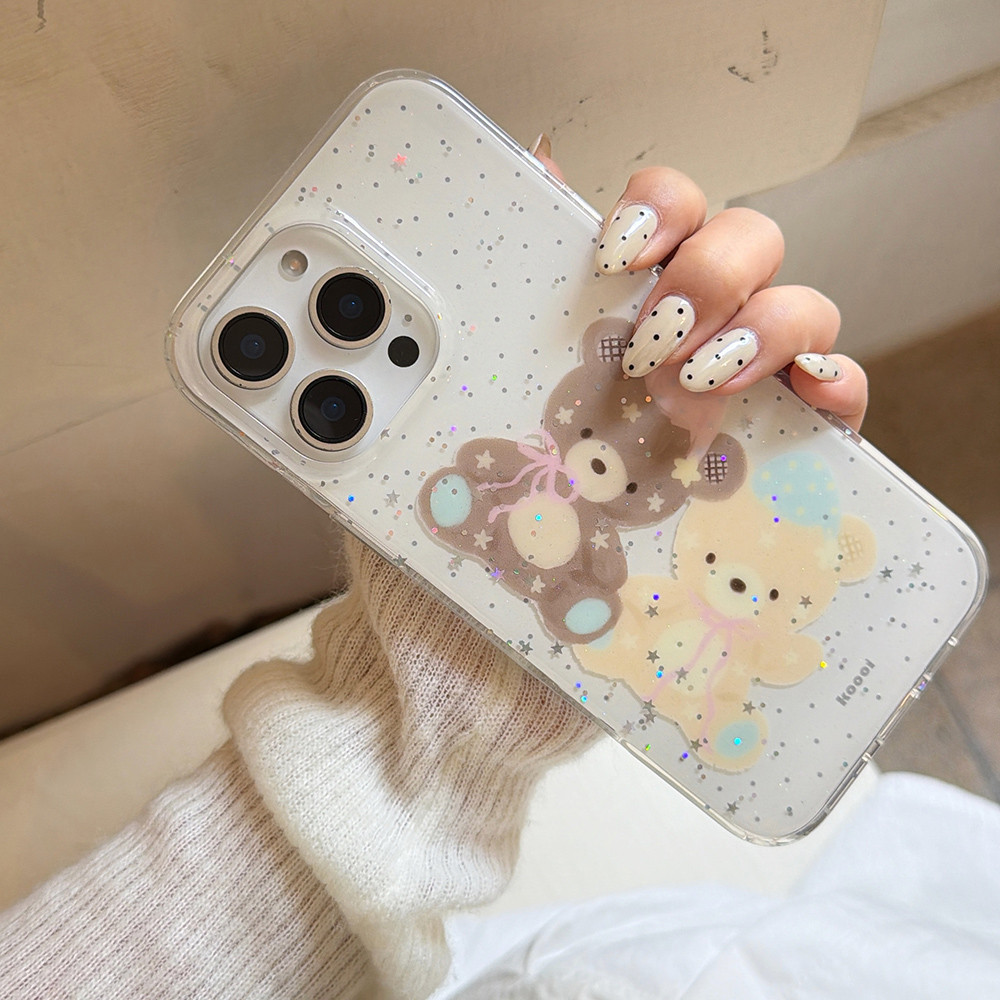 Ốp Điện Thoại Acrylic Dot Bear Cho iPhone 17 Pro Max 16 15 14 13 Vỏ Bảo Vệ Chống Sốc