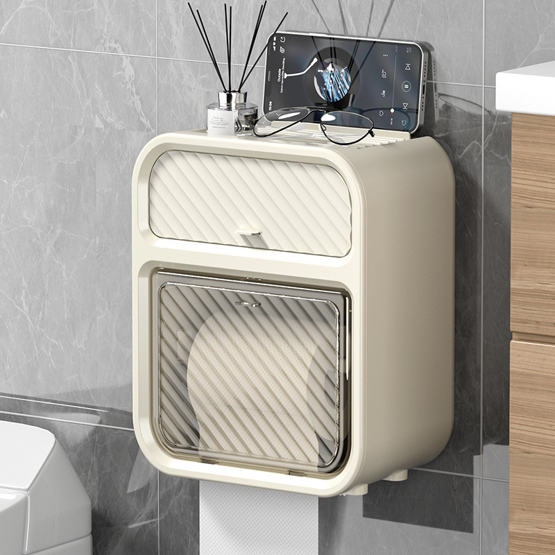 Hộp đựng giấy vệ sinh 2 tầng treo tường đa năng, hộp đựng giấy rút - BOLI HOUSE