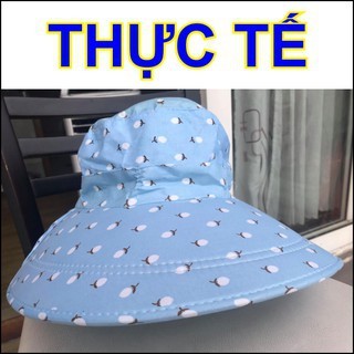 Nón chống nắng vành rộng mát có khẩu trang 2 lớp thoáng khí cho nữ