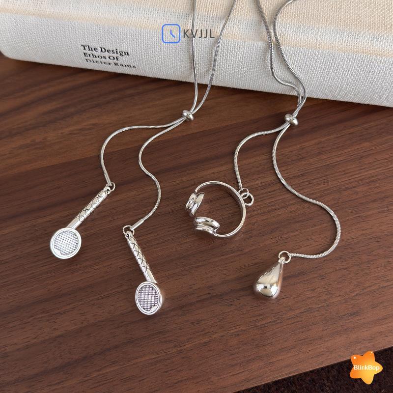 Tai nghe bạc mặt dây chuyền giọt nước phong cách INS đơn giản, phù hợp làm quà tặng