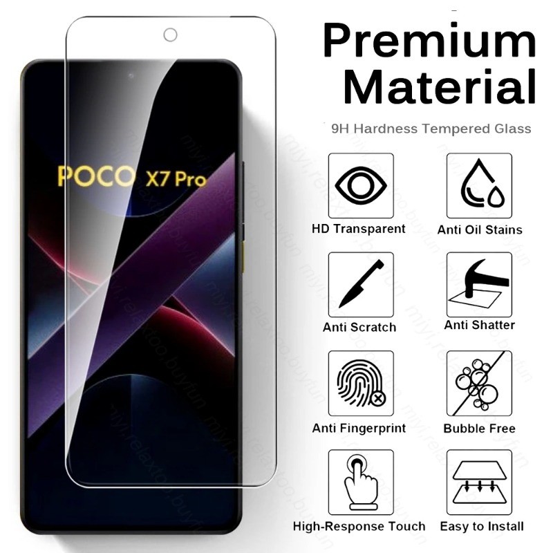 2 Miếng Dán Bảo Vệ Màn Hình HD Kính Cho Xiaomi Poco X8 X7 X6 Pro Max Neo Riêng Tư Kính Cường Lực Trong Suốt Cho Poco X8ProMax X8Pro X7Pro X6Pro Chống Gián Điệp Cạnh Đen Kính Phim