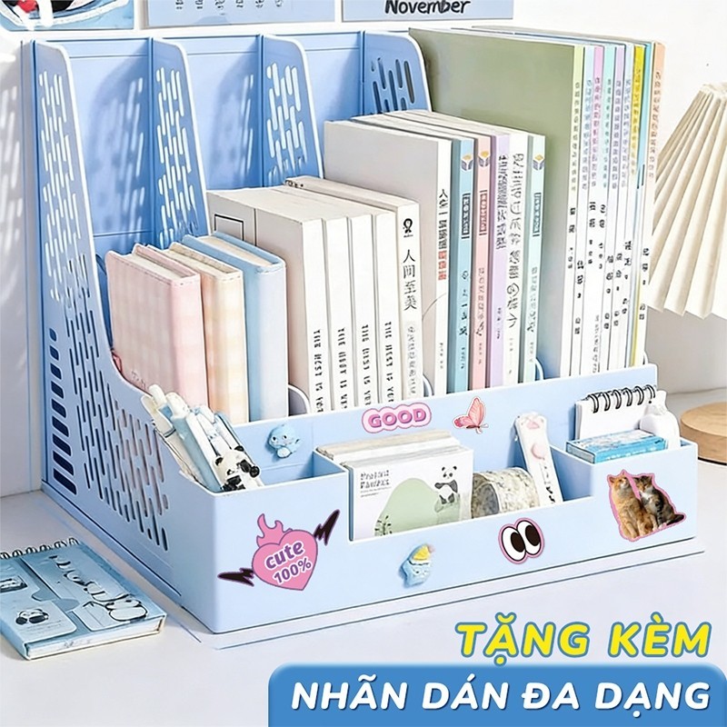 Giá Để Tài Liệu 4 Ngăn - Kệ Nhựa Đựng Sách Bền Bỉ Cho Học Tập Và Văn Phòng, Gọn Gàng