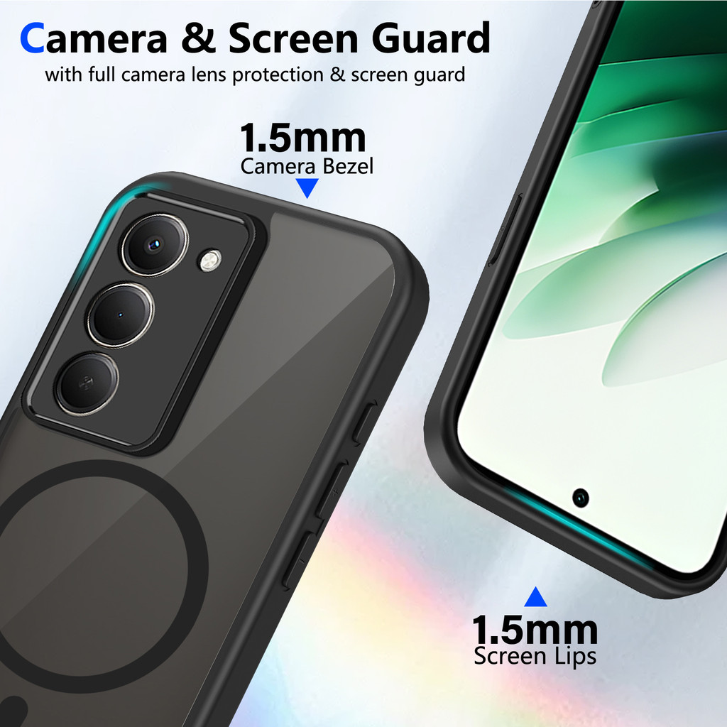 Ốp lưng Redmi 15 5G Vỏ thu hút từ tính màu đen mờ cho ốp điện thoại Redmi 15 5G