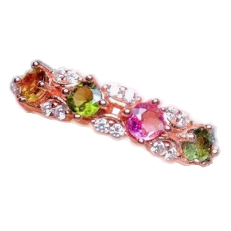 Nhẫn mở màu kẹo Tourmaline giả tinh tế Nhẫn vàng hồng sang trọng