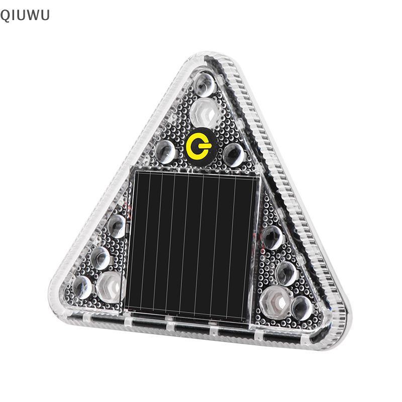 Đèn cảnh báo năng lượng mặt trời LED QIUWU Chống va chạm Đuôi Tru Đèn nhấp nháy Công tắc cảm ứng Nhấp nháy không dây Đèn tam giác.