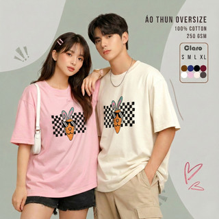 Áo Thun Nam Nữ Oversize 100% Cotton Cao Cấp CLARO - Cà rốt và tai thỏ