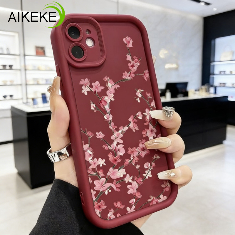 Ốp Điện Thoại Màu Trơn Hoa Đào Đơn Giản Cho Redmi 15 15C 14C 13C 13 12 12R 12C 11A 10 Prime Power 10C 10A 9A 9 9C NFC 9T 9i Vỏ Mùa Xuân Tươi Chống Rơi Ốp Lưng Mềm