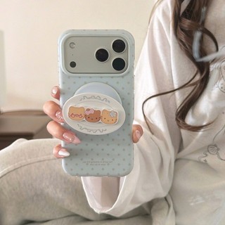 Blue Polka Dot Cookie Cat Tai Nghe Dành Cho iPhone 17ProMax 17Pro 17 16ProMax 16Pro 16 15ProMax 15Pro 15 14ProMax 14 13 Apple iPhone 16 Giá Đỡ Hút Từ Tính