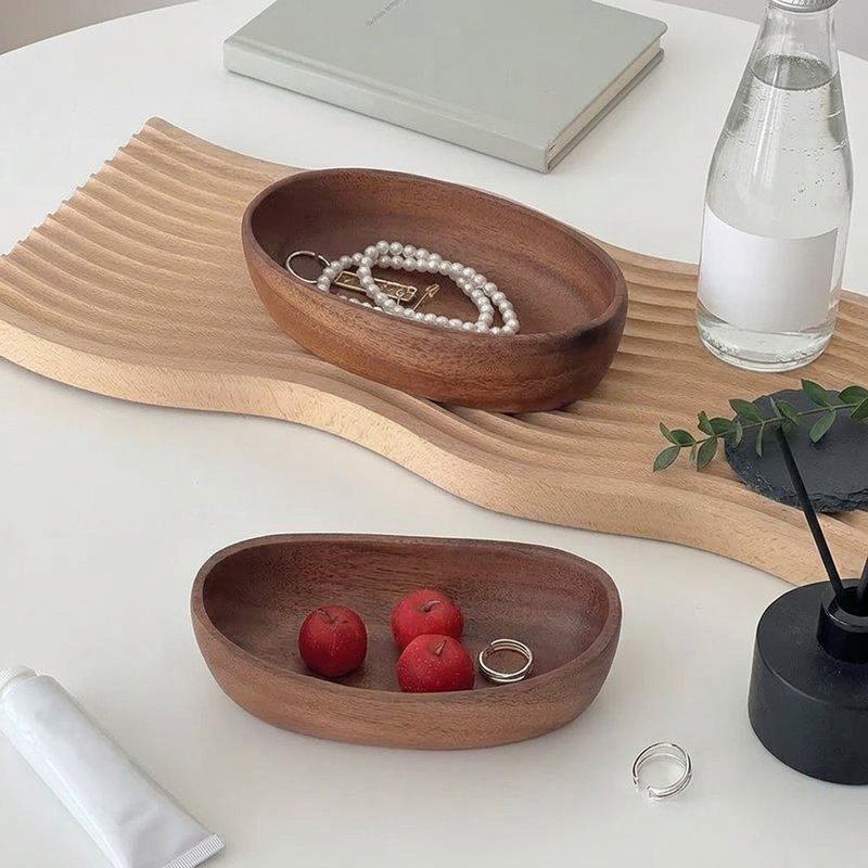 Hộp lưu trữ hình thuyền gỗ quả óc chó an toàn thực phẩm đa năng lưu trữ trang sức đồ nhỏ đẹp mắt