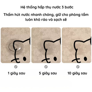 Thảm Lau Chân Chất Liệu Tảo Cát Siêu Thấm Hút, Thảm Nhà Tắm Chống Trượt Nhanh Khô Mềm Mại Dễ Vệ Sinh