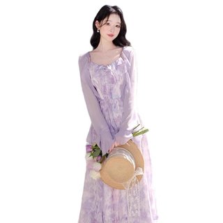 Sale 10%! Đầm nữ chất liệu tốt, thiết kế xù hoa tím độc đáo, phù hợp mặc vào mùa hè.