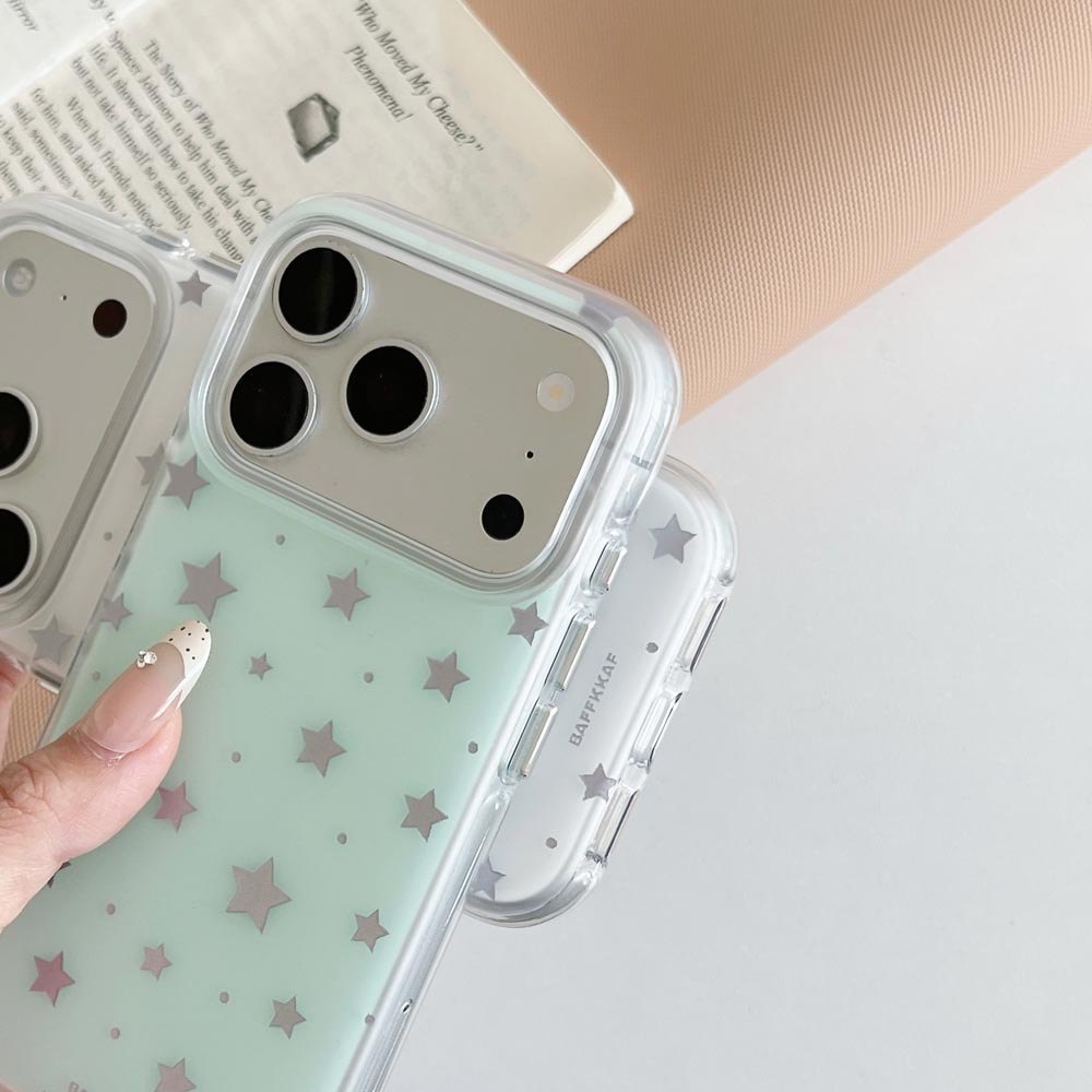 Ốp lưng cứng mờ Tương thích với iPhone 13 14 14Pro 14ProMax 15 15Pro 15ProMax 16 16Pro 16ProMax 17 17Pro 17ProMax Ốp lưng họa tiết ngôi sao mạ vàng