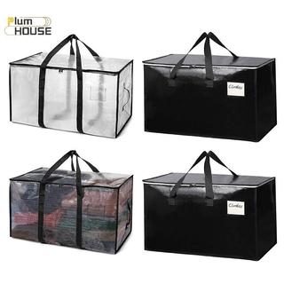 PlumHOUSE Túi đựng đồ dệt dung tích lớn trong suốt, Túi đựng chăn bông, Loại tủ quần áo chống thấm nước Dây kéo đôi Lưu trữ quần áo di động VN